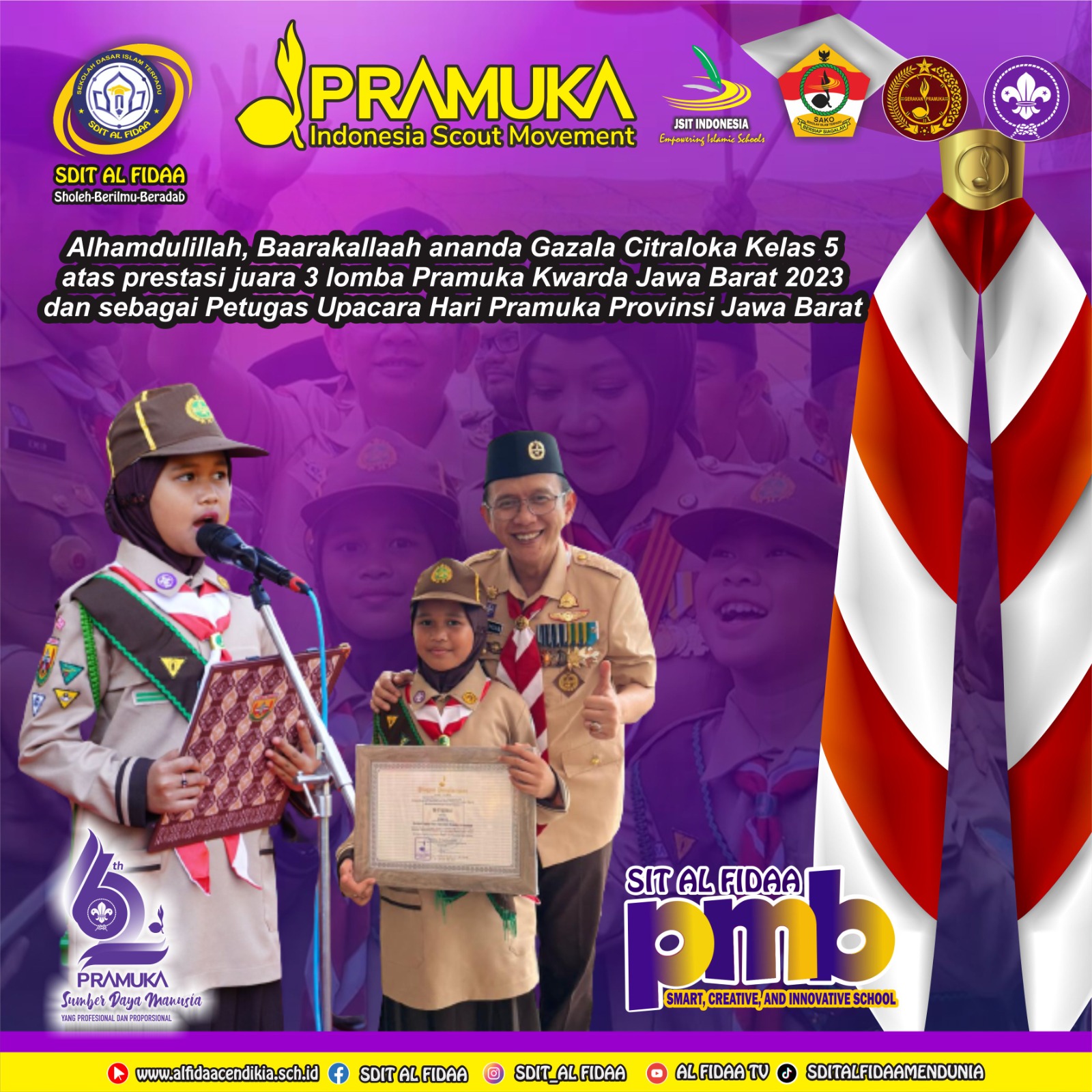 Prestasi Siswa SDIT Al Fidaa dalam Lomba Pramuka Kwarda Jawa Barat 2023 dan Sabagai Petugas Upacara Hari Pramuka  Provinsi Jawa Barat