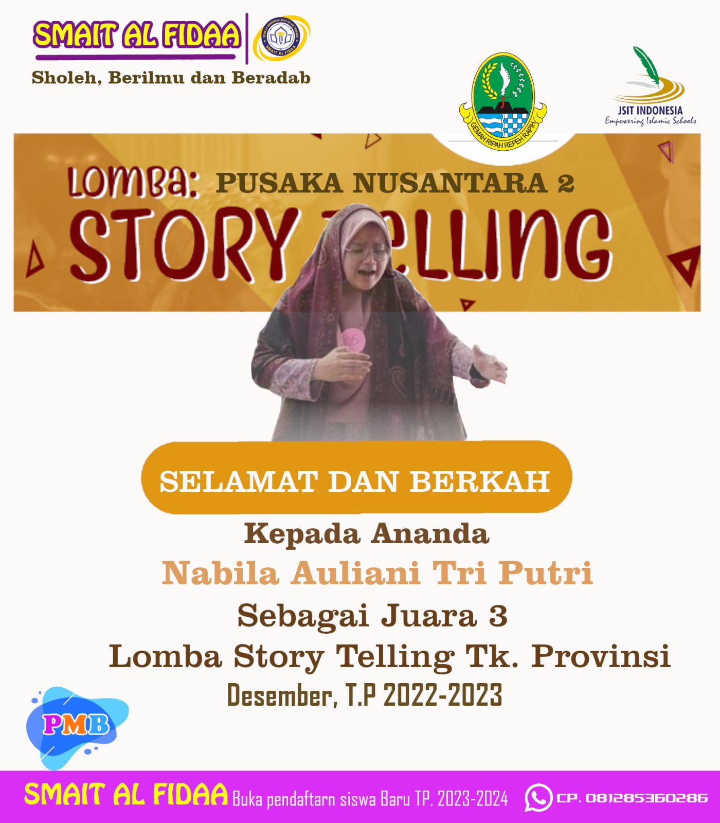 Prestasi Siswa SMAIT Al Fidaa dalam Lomba Story Telling 2022